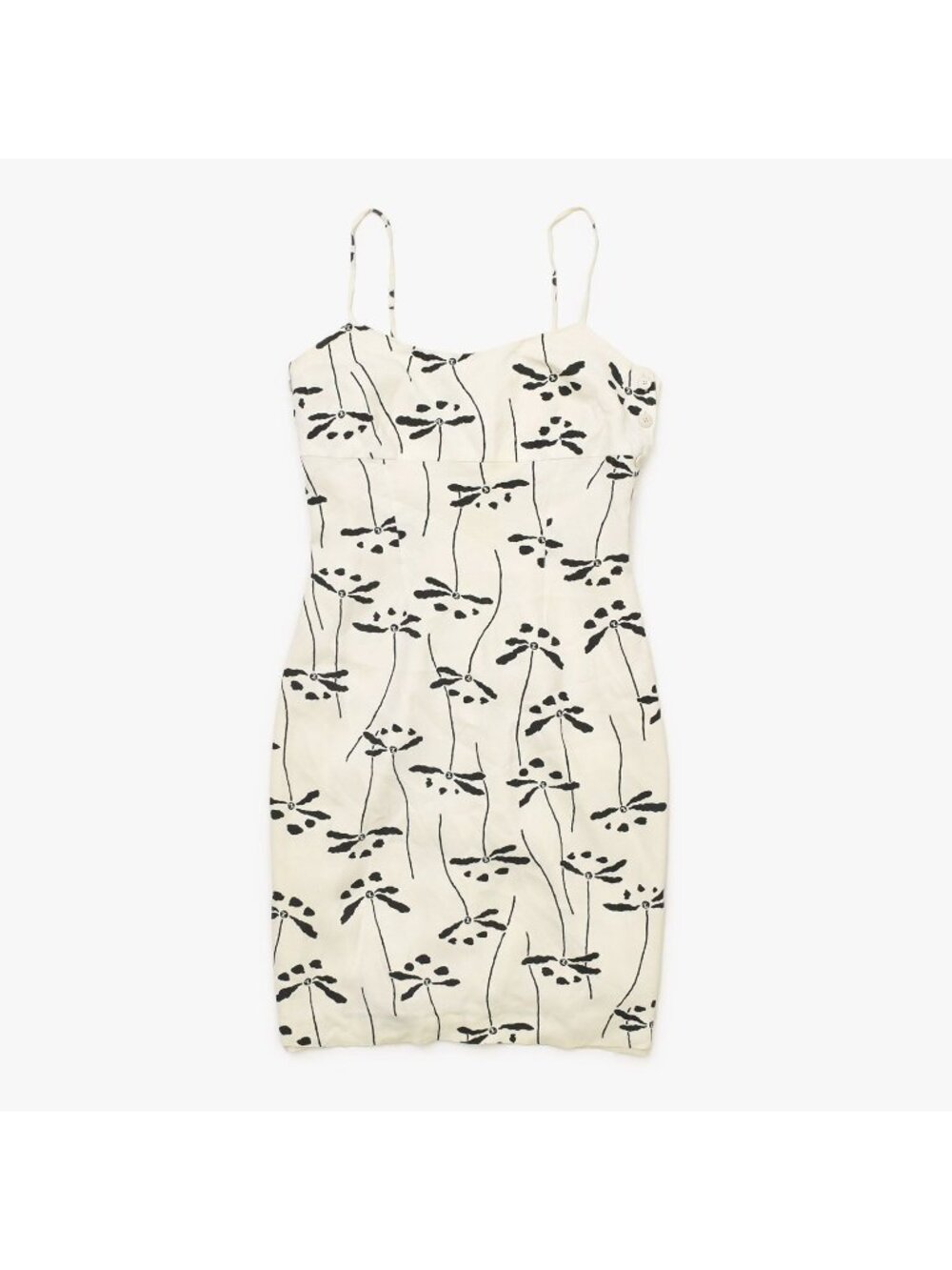 Chanel Mini Dress White Black Dragonfly Rayon Acetate Vintage